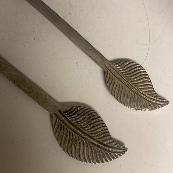 Salad Servers Aluminum Metal Leaf Fork Spoon 12.5” - Picture 9 of 13